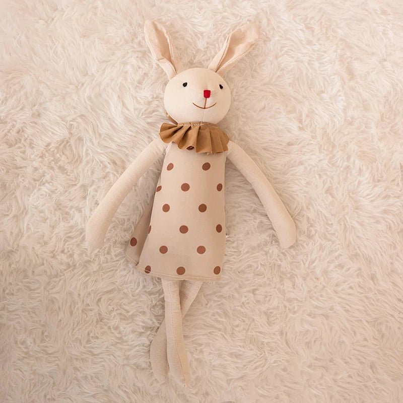 Stuffed Bunny Cloth Dress Toys Smoothing Toy for Infant Cuddling sleep doll for Girls Handmade Diversity Brown Rabbit Plushie - Kenner House Emporium