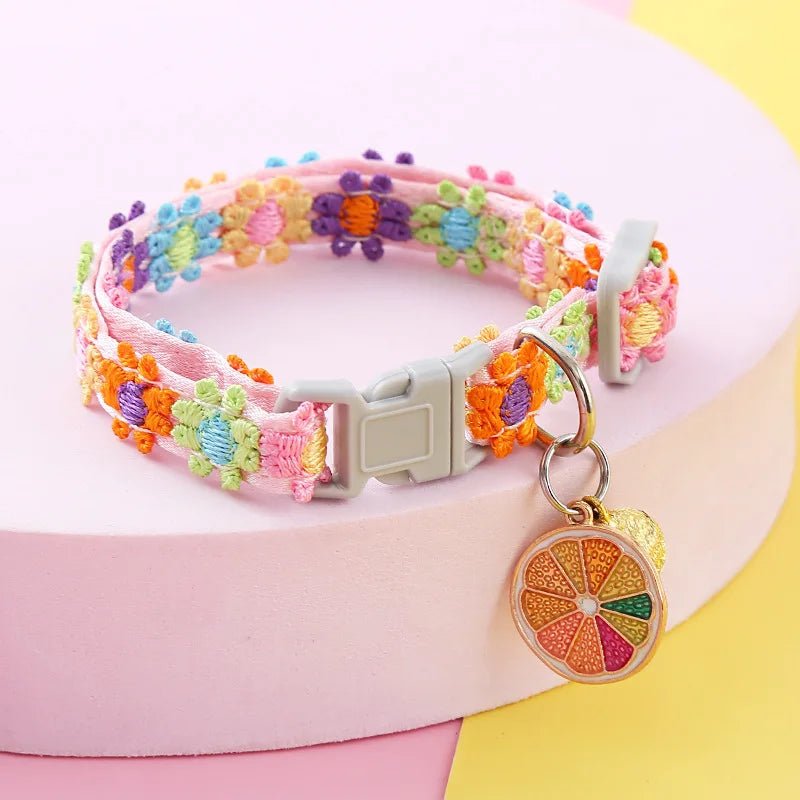 Pet Collar With Bell Cartoon Footprint Colorful Dog Puppy Kitten Collar Adjustable Safety Bell Ring Necklace Pet Accessories - Kenner House Emporium