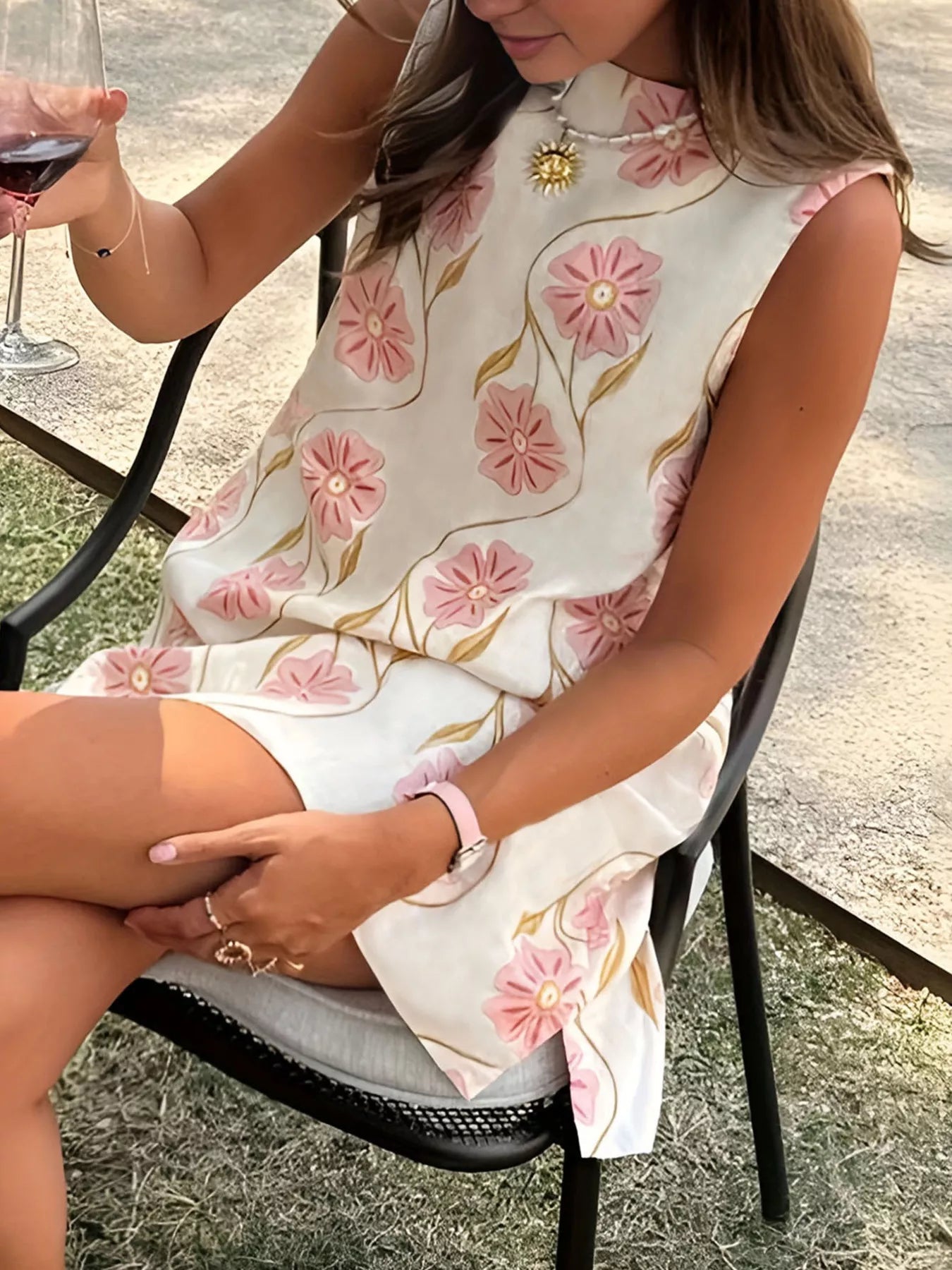 Floral Pattern Sleeveless Mini Dress - Kenner House Emporium