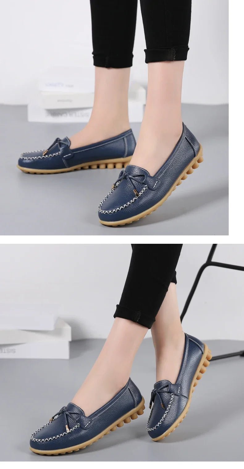 New Woman Flats Shoes Ballet Flat Sneakers Genuine Leather Spring Soft Moccasins Ladies Boat Ballerina Espadrilles Creepers - Kenner House Emporium