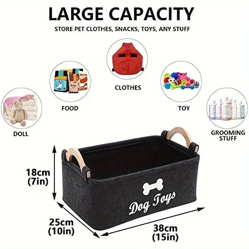 Felt pet toy box, dog toy box, storage basket box - perfect for organizing pets - Kenner House Emporium