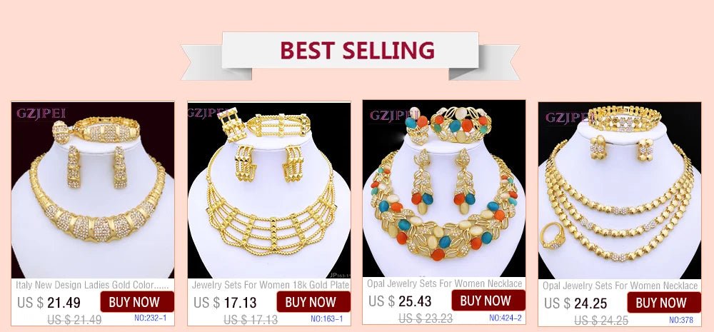 Luxury Dubai Nigeria Gold Color Women Jewelry Set Classic Design 18K Gold Plated Cuban Chain Earring Necklace Ring Bracelet Part - Kenner House Emporium