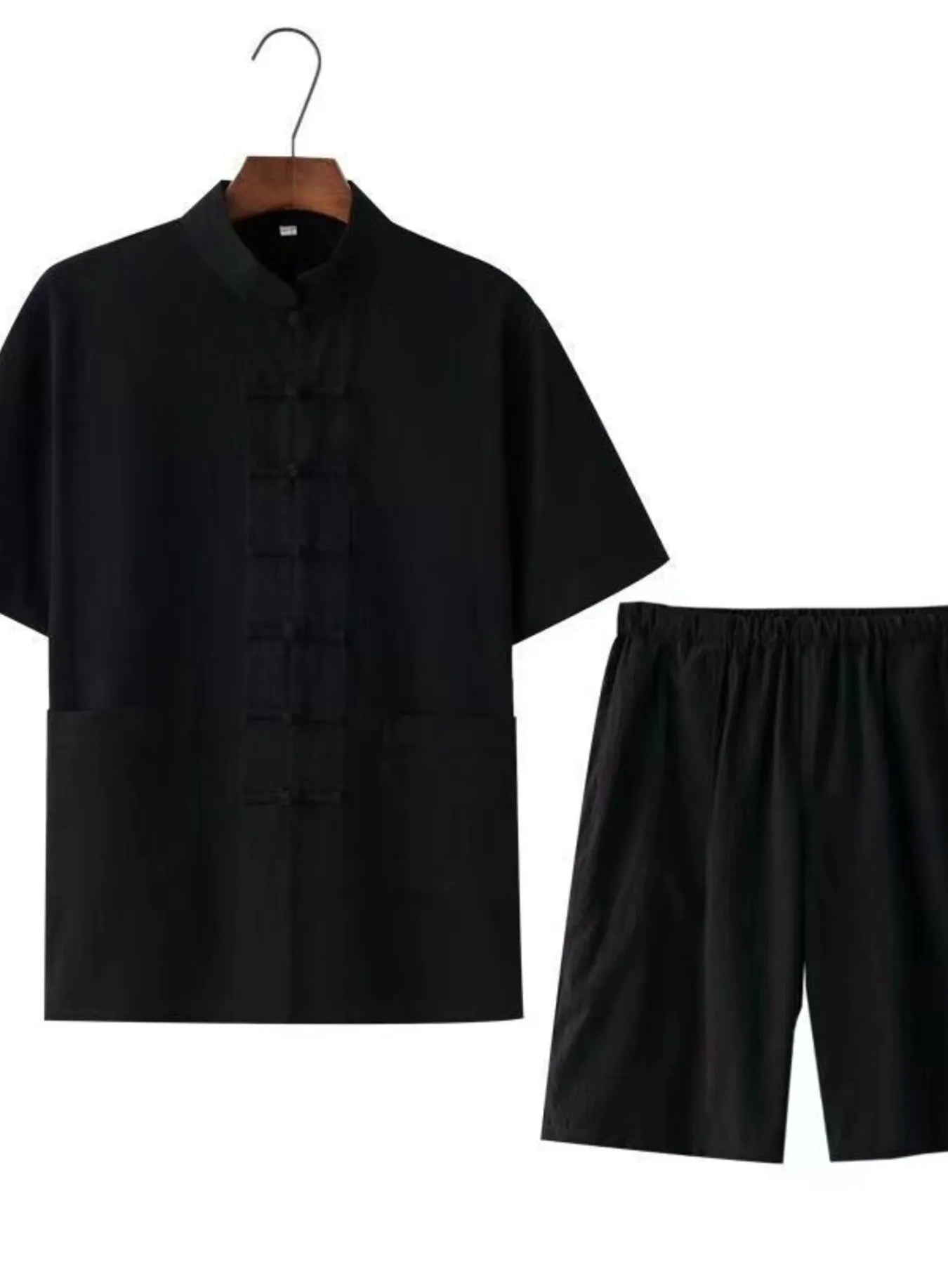 Men's Plus Size Chinese Style Top and Shorts Set - Kenner House Emporium