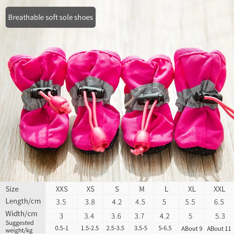 4pcs/set Waterproof Pet Dog Shoes Anti - slip Rain Boots Footwear for Small Cats Dogs Puppy Dog Pet Booties Pet Paw Accessories - Kenner House Emporium