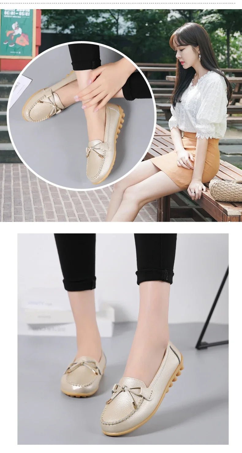 New Woman Flats Shoes Ballet Flat Sneakers Genuine Leather Spring Soft Moccasins Ladies Boat Ballerina Espadrilles Creepers - Kenner House Emporium