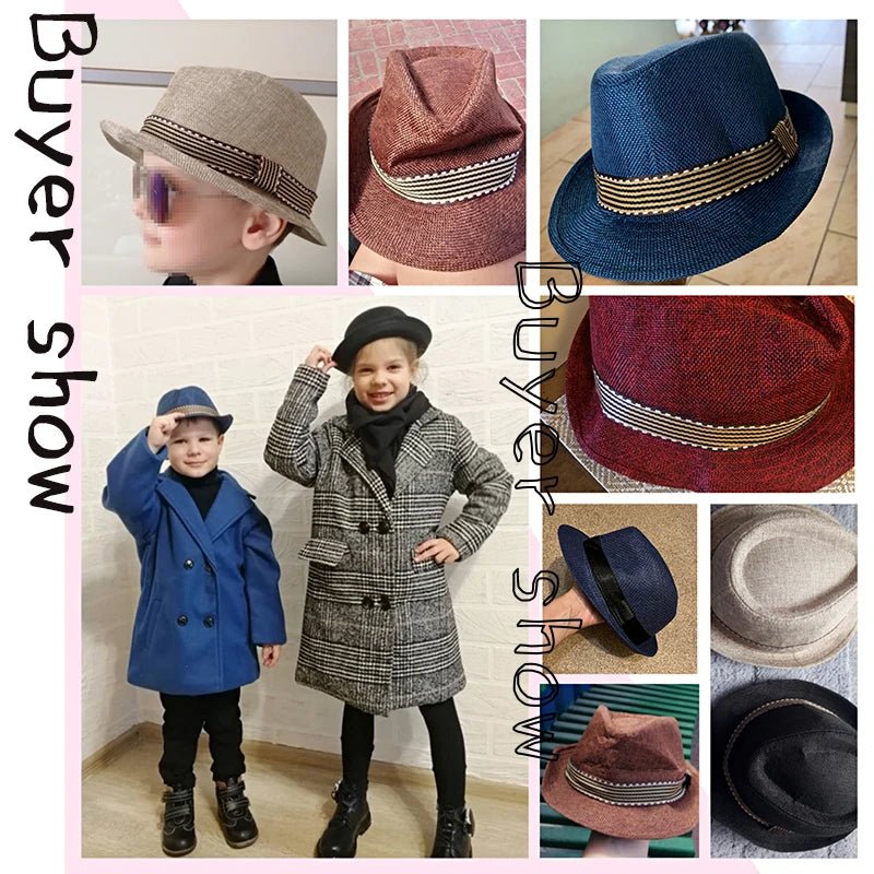 Kids Hat Gentleman Children Jazz Cap Spring Summer Wide Brim Boys Sun Beach Hats - Kenner House Emporium