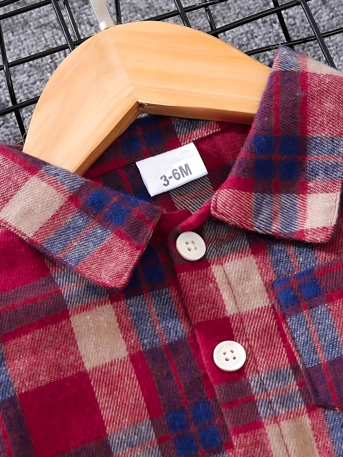 Boys' Spring Autumn Tartan Polo Shirt + - denim Long Trousers Two - piece Casual Outfit Boys Tweed Check Shirt - Kenner House Emporium