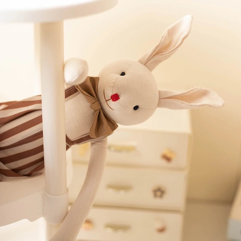 Stuffed Bunny Cloth Dress Toys Smoothing Toy for Infant Cuddling sleep doll for Girls Handmade Diversity Brown Rabbit Plushie - Kenner House Emporium