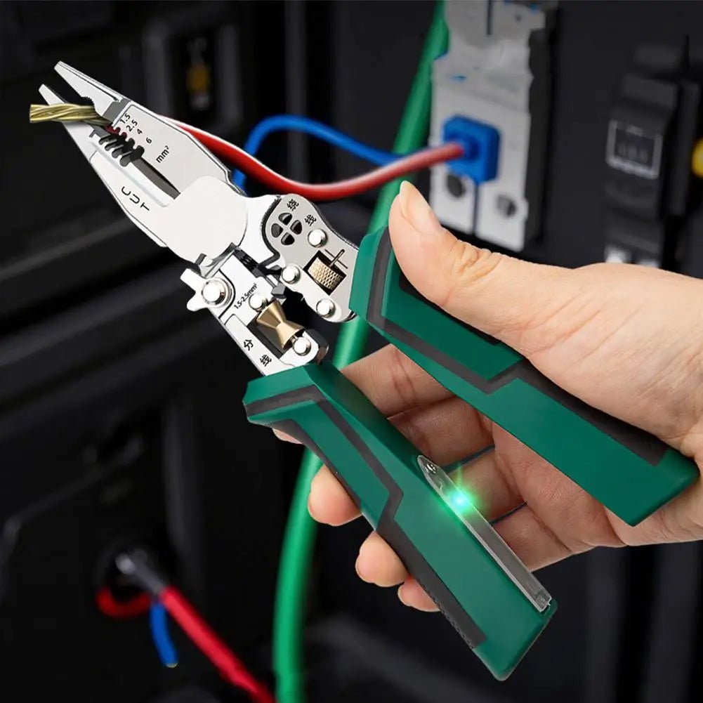 Electrician Plier 9 - in - 1 Multifunctional Versatile Wire Stripping Pliers Electricity Measurement Non - slip Wire Stripping Plier - Kenner House Emporium