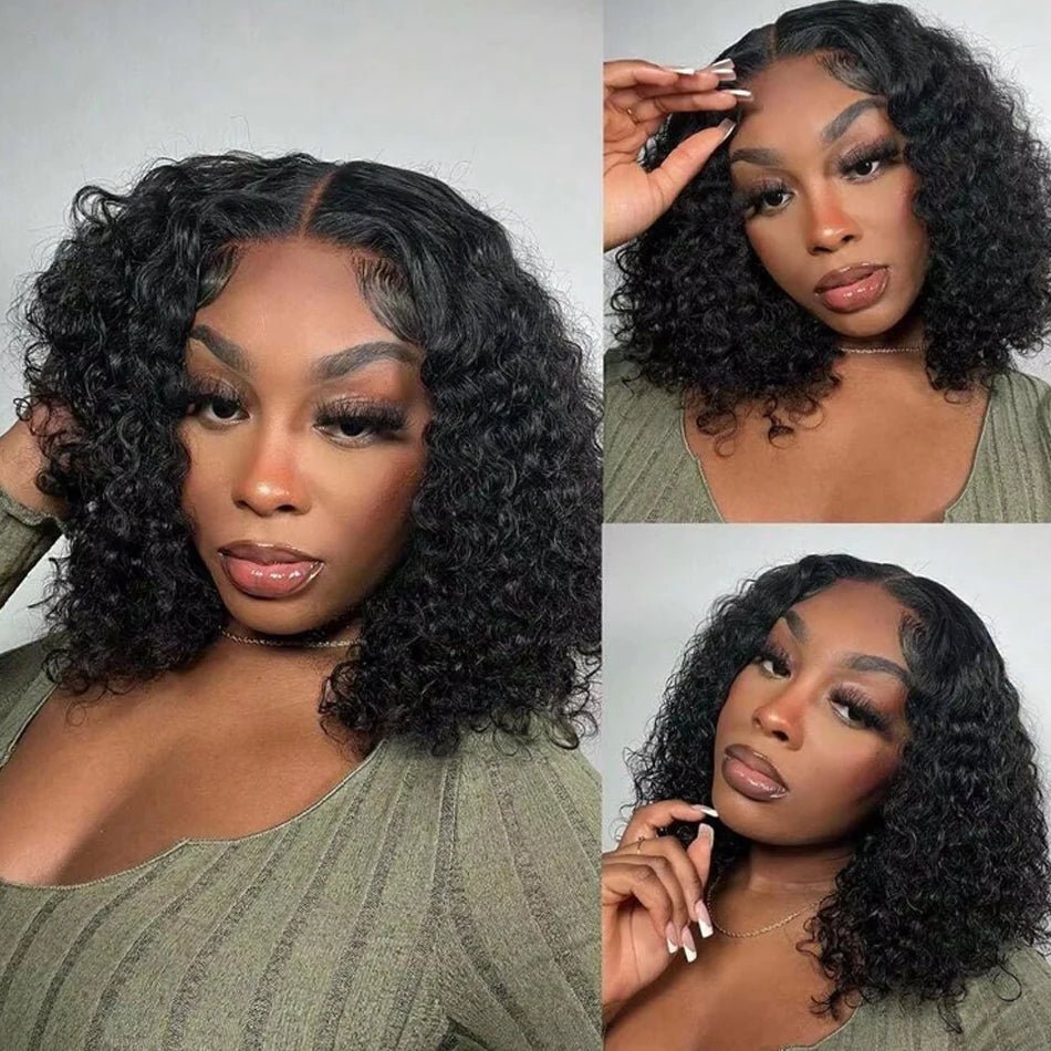 250 Density Wear And Go Water Wave Bob Glueless Wet And Wavy HD Lace Frontal Pre Cut Human Wigs Brazilian Virgin Cheveux Humain - Kenner House Emporium