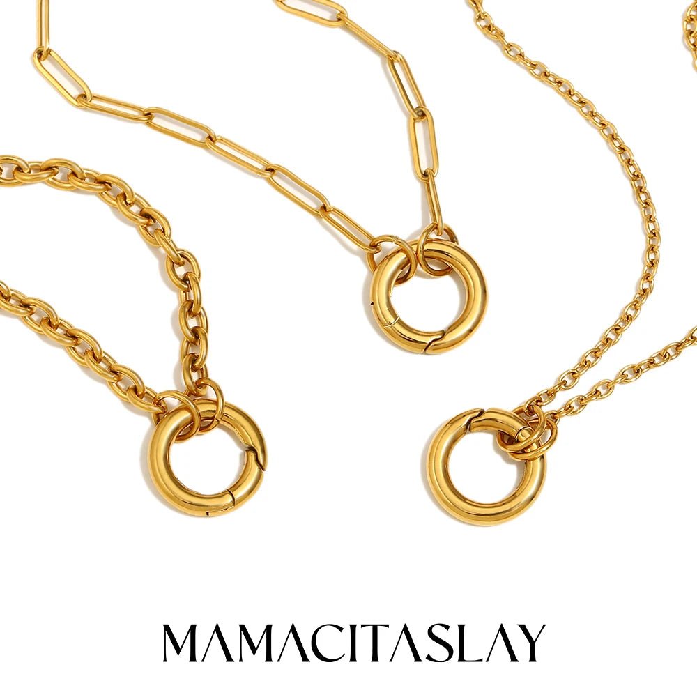 MamacitaSlay DIY Spring Buckle Single Chain Paper Clip Chain Necklaces For Women Stainless Steel Jewelry Accessories For Women - Kenner House Emporium