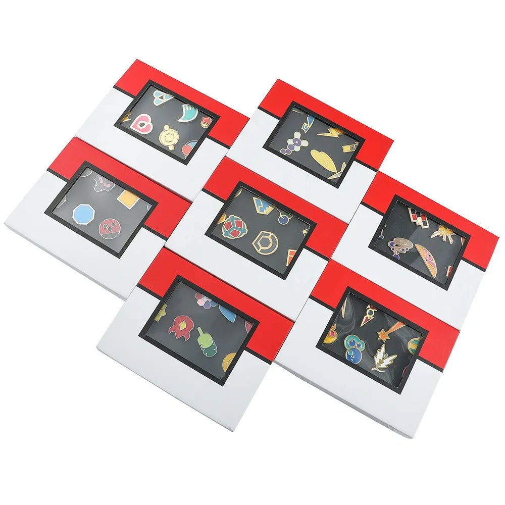 Anime Pokemon Badges Kanto Johto Hoenn Sinnoh Unova Kalos League Region Orange Islands Pins Brooches Box Set Pocket Monster - Kenner House Emporium