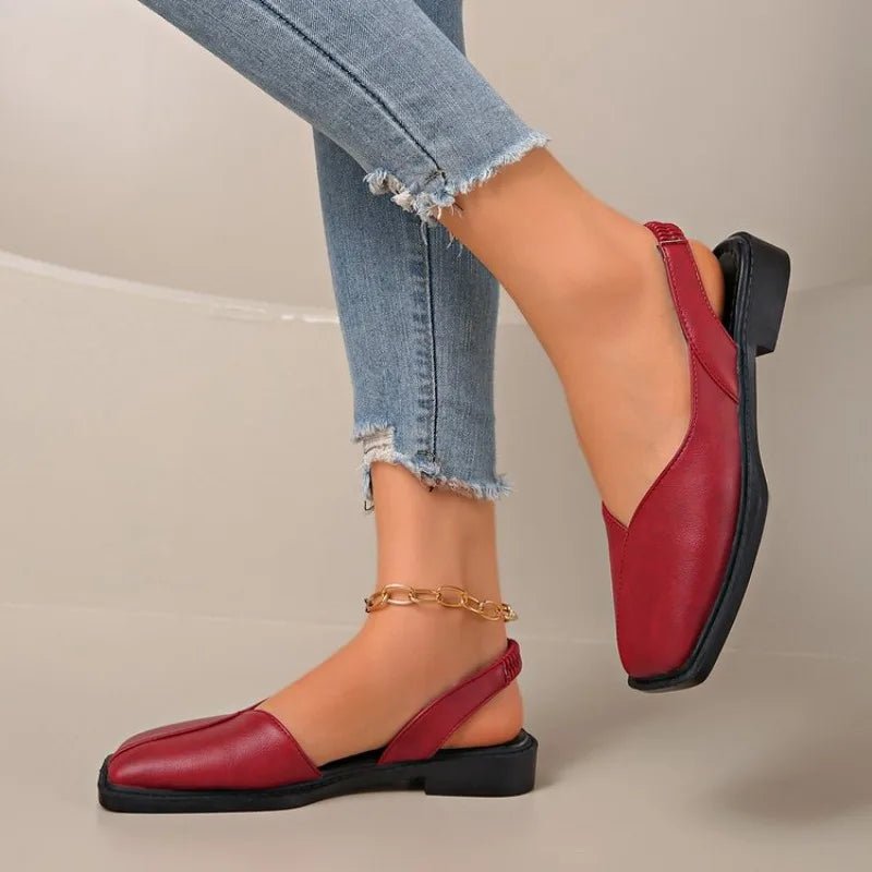 2026 Women Sandals Summer New Rear Hollow Shallow Square Head Low Heel Shoes Fashionab Comfortable Sandals - Kenner House Emporium