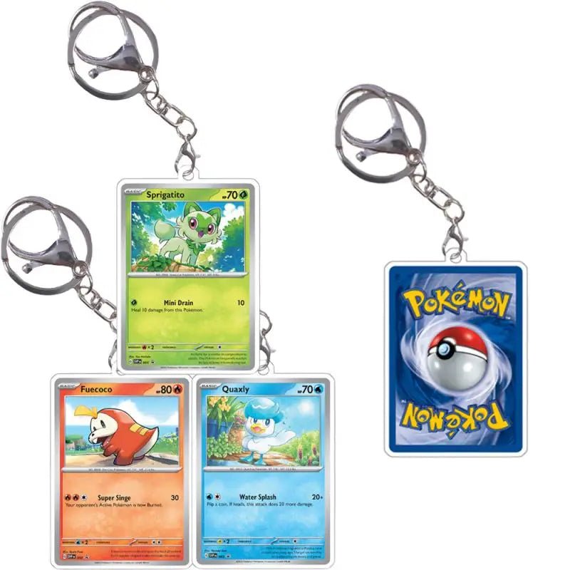 Pokemon Acrylic Small Cards Quaxly Fuecoco Sprigatito Double Sided Pendant Game Props Anime Characters Keychain Game Props Toys - Kenner House Emporium