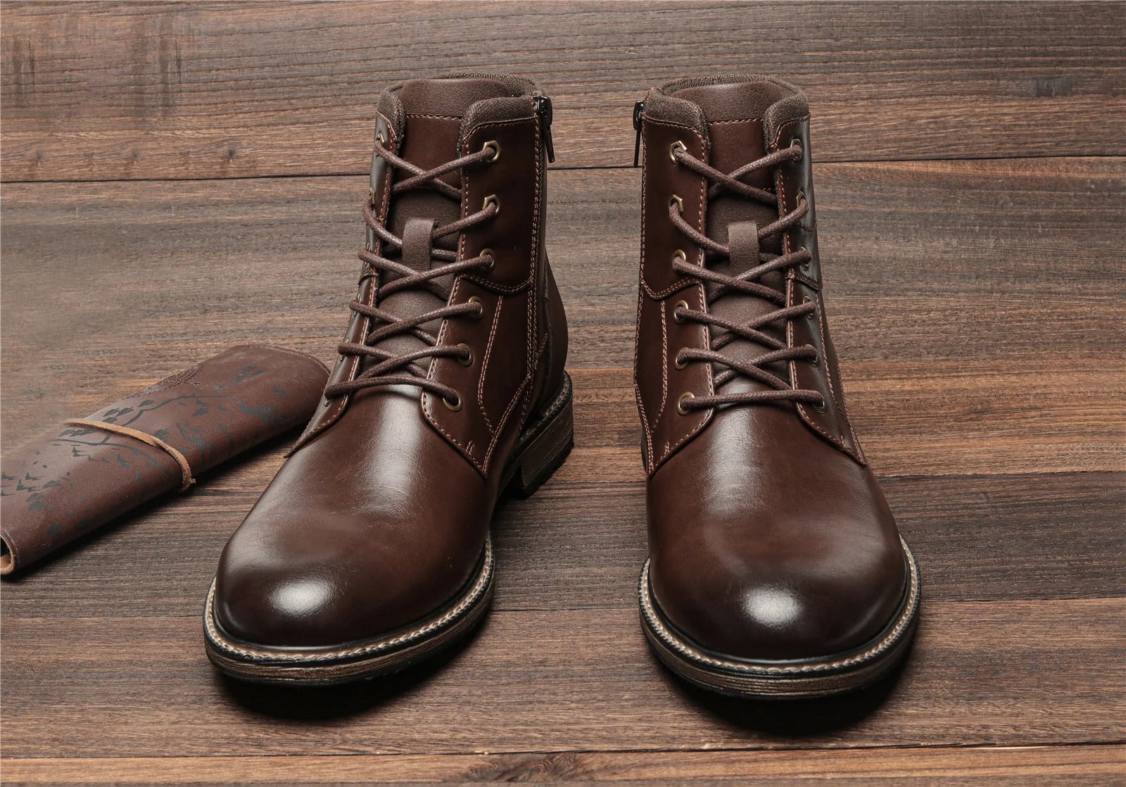 Dark Brown Men boots Spring British Style Leather Boots Retro Men Ankle Boots - Kenner House Emporium