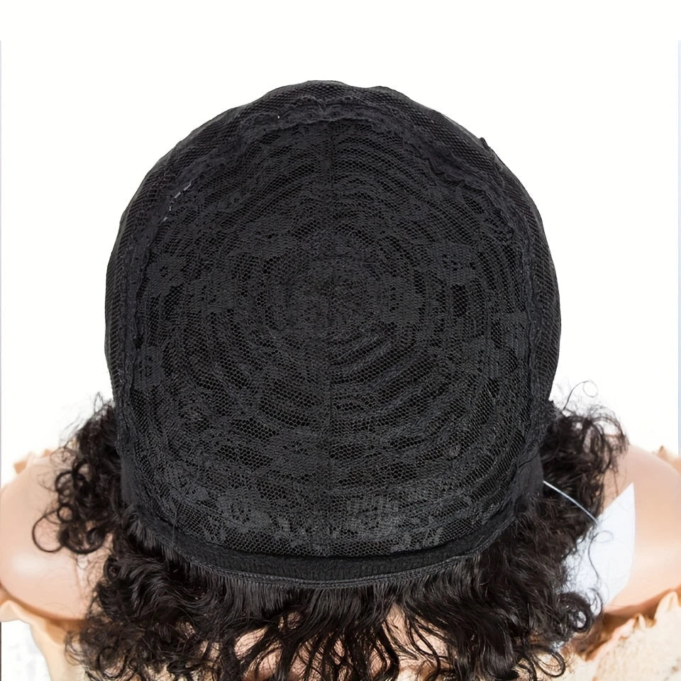 150% Density Human Hair Wig Machine Made Human Hair Wigs For Women 10inch Bob Curly Human Hair Wigs Short Human Hair Wigs - Kenner House Emporium