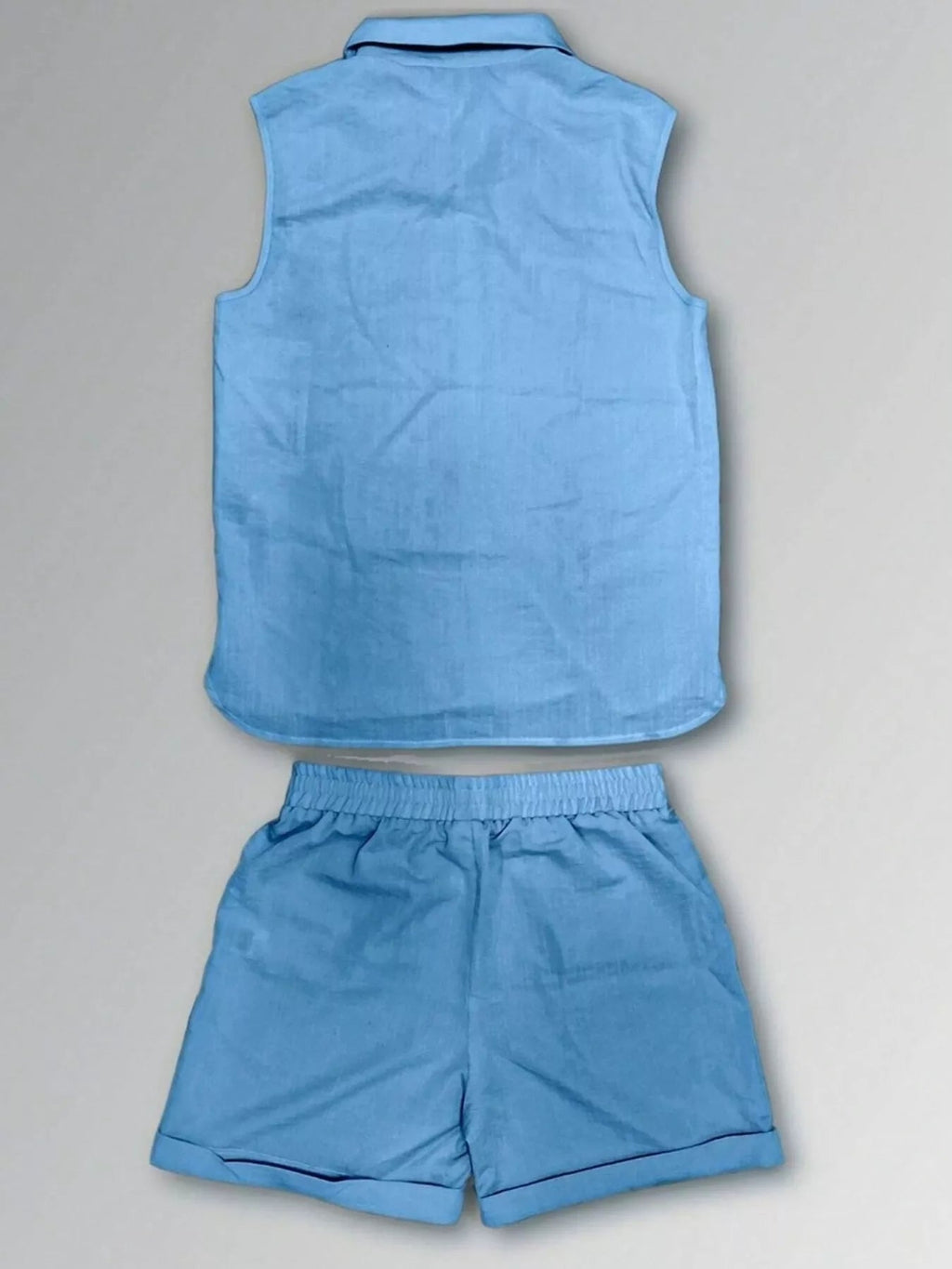 Men's Plus Size Casual Button Up Vest & Shorts Set - Kenner House Emporium
