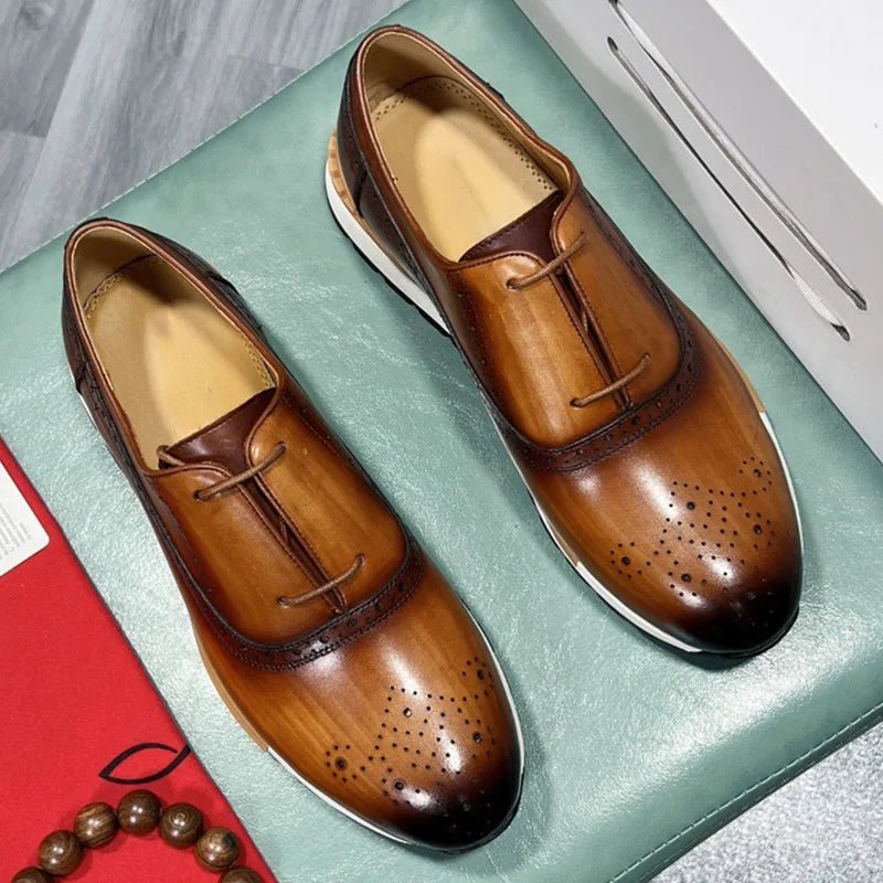 Spring Casual Shoes Men's Genuine Leather Anti - skid Sports Shoes Outdoor Walking Shoes Classic Pointed Breathable Leather Shoes - Kenner House Emporium