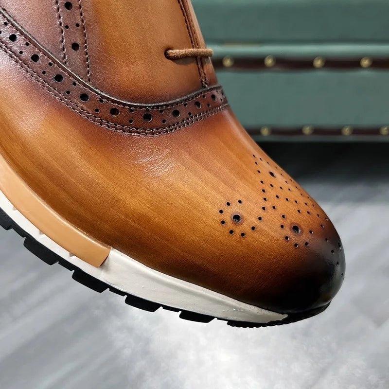 Spring Casual Shoes Men's Genuine Leather Anti - skid Sports Shoes Outdoor Walking Shoes Classic Pointed Breathable Leather Shoes - Kenner House Emporium