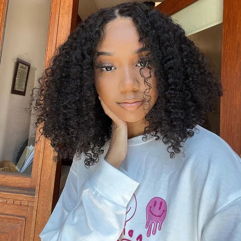 Glueless Bob Wig ISEE Hair Wear And Go Kinky Curly Lace Front Wig Human Hair Short Deep Curly Wigs PrePlucked Human Wigs - Kenner House Emporium