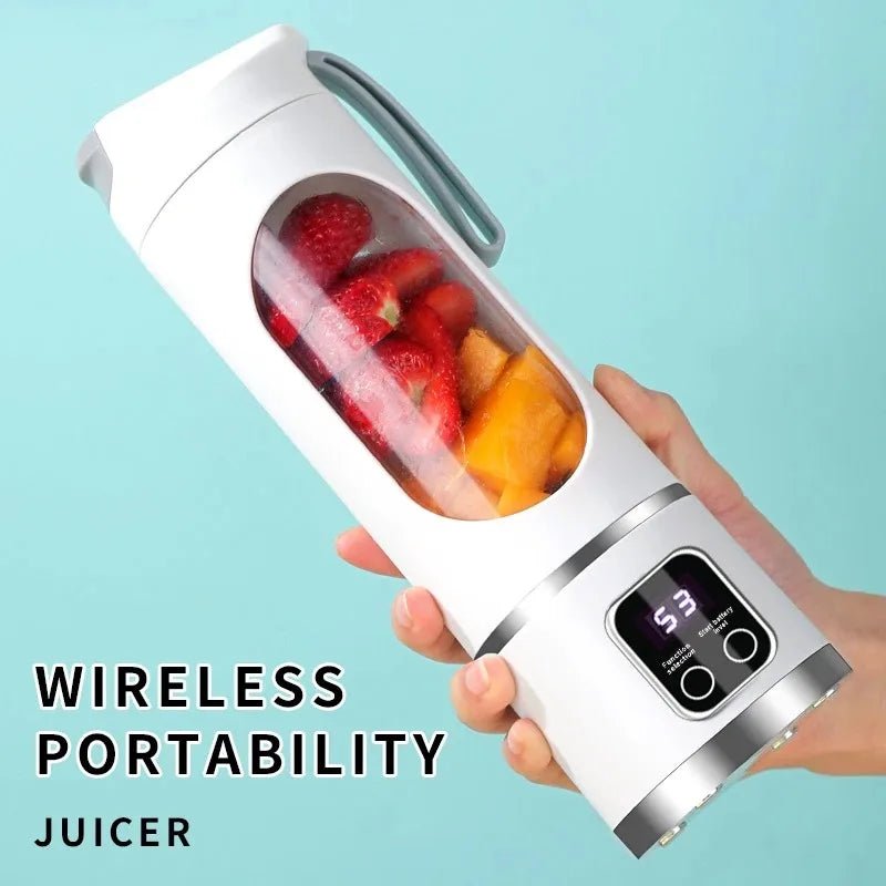 2025 Mini Electric Juicer with Powerful Motor 450ML Large Capacity Digital Display Crushed Ice Household Charging Juice Cup - Kenner House Emporium