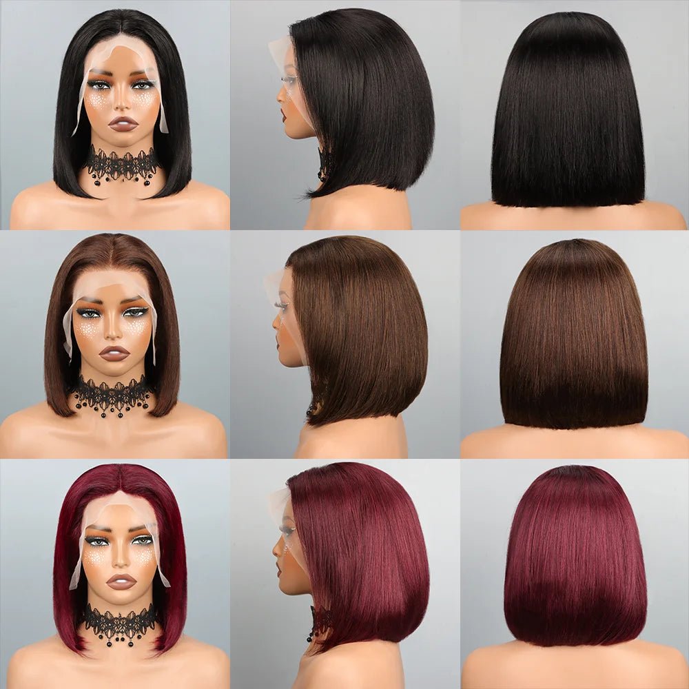 Bob Wig Human Hair 13x4 Hd Lace Front Human Hair Wigs For Black Women Glueless Lace Front Wigs Pre Plucked Pre Cut Straight Bob - Kenner House Emporium