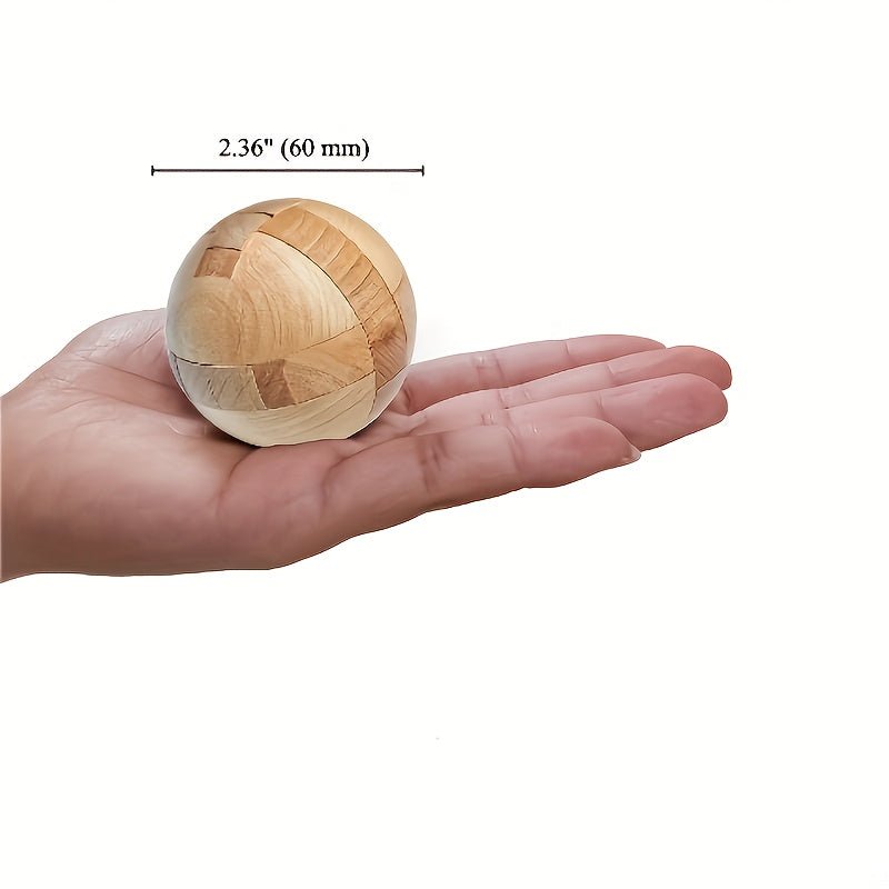 Puzzle Magic Ball | Plywood Brain Teaser Puzzle Ball for Adults, Wheat Color, Uncharged - Kenner House Emporium