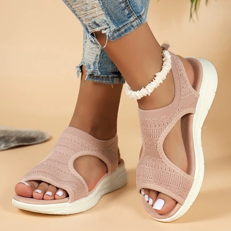 Women's Shoes 2025 Summer Comfortable Casual Sports Sandals Women's Beach Wedge Sandals Women's Mesh Knitted Roman Sandals - Kenner House Emporium