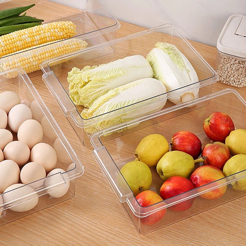 【ST】1Pcs Refrigerator Storage Box Fridge Organizer Fresh Vegetable Fruit Drain Basket Storage Container Pantry Kitchen Organizer - Kenner House Emporium