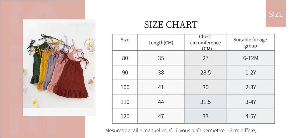 Children's Clothing Girl Solid Color Tie up Bow Dress, Suitable for 1 - 5 Year Old Girls Going out for Summer Fashion Dress - Kenner House Emporium