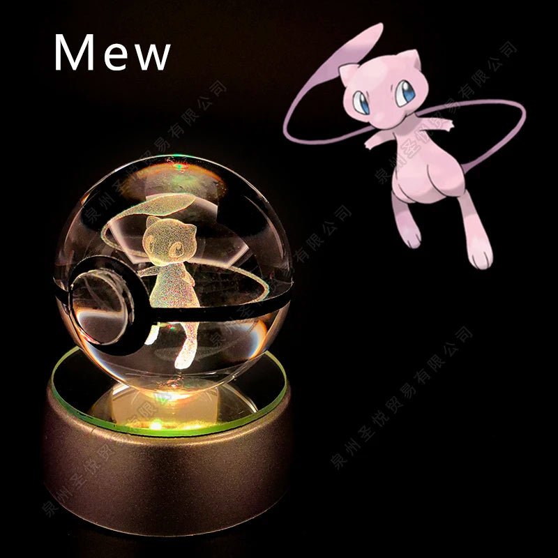 Pokemon Crystal Ball 3D Pikachu Gengar Mewtwo Night Light Lamp Pokeball 3D Glass Pokemon Crystal Ball Statue Kids Birthday Gift - Kenner House Emporium