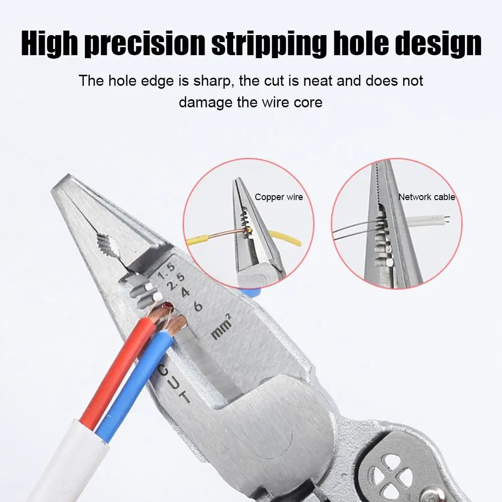 Electrician Plier 9 - in - 1 Multifunctional Versatile Wire Stripping Pliers Electricity Measurement Non - slip Wire Stripping Plier - Kenner House Emporium