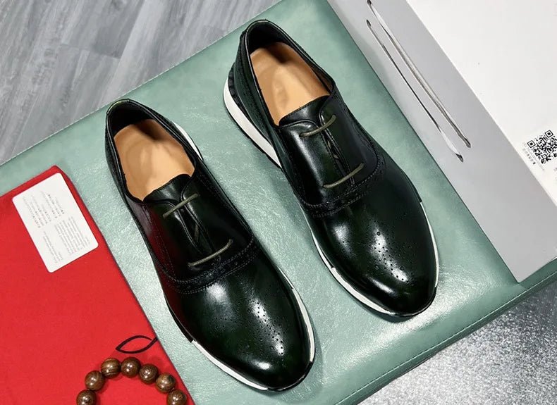 Spring Casual Shoes Men's Genuine Leather Anti - skid Sports Shoes Outdoor Walking Shoes Classic Pointed Breathable Leather Shoes - Kenner House Emporium