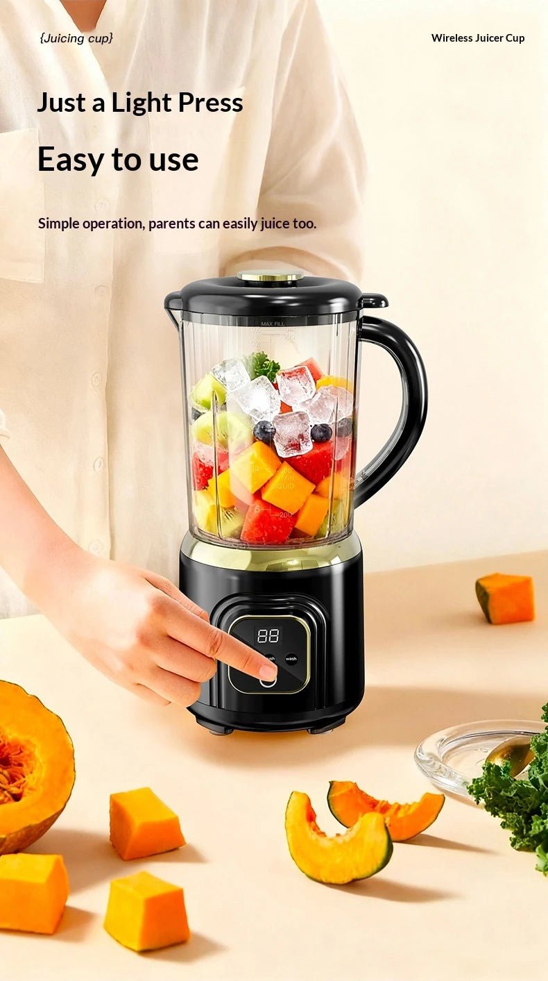 1000 ML Household Juicer Blender Dual - blade digital display juicer USB Rechargeable Ice Crusher Electric Fruit Juice Machine - Kenner House Emporium