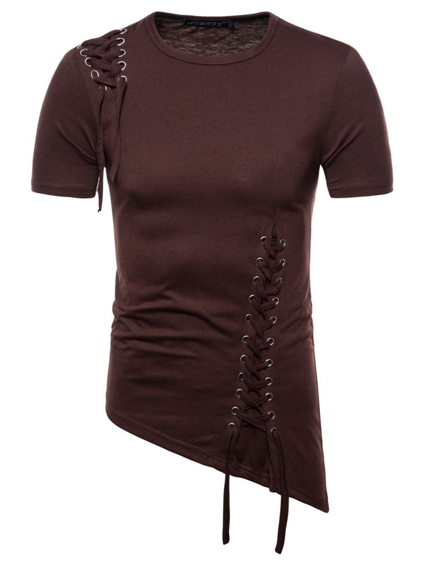 Men's Lace - Up Asymmetric Hem T-Shirt - Kenner House Emporium