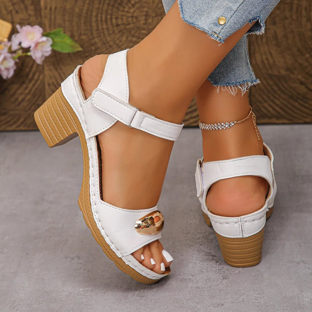 Women's Fashion Sandals 2025 Summer New Coarse Heel Leisure Comfortable Retro Outdoor Beach Cool Pumps Open Toes Elegant Sandals - Kenner House Emporium