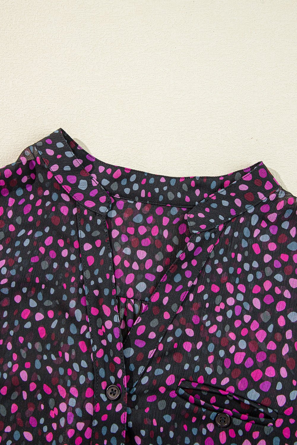 Grape Wine Polka Dot Print Buttoned Shirt - Kenner House Emporium