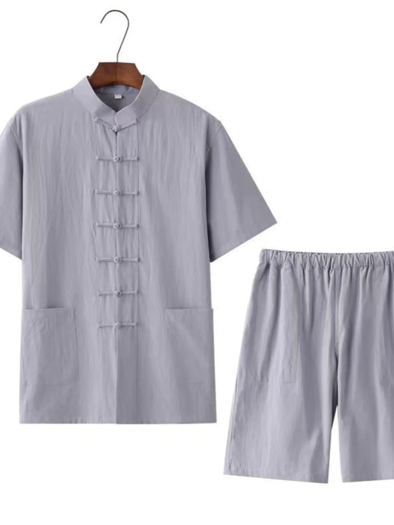 Men's Plus Size Chinese Style Top and Shorts Set - Kenner House Emporium