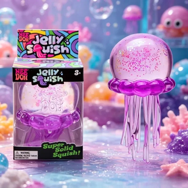 Squishy toys Nee Doh Jellyfish & Cube Squish Toy, Soft Jelly Squeeze Stress Relief Fidget Toy, Sensory NeeDoh for Kids & Adults - Kenner House Emporium