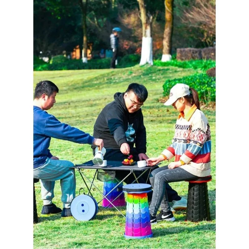 Outdoor telescopic folding stool - portable for queueing during travel, adjustable for home use, retractable seat for camping. - Kenner House Emporium