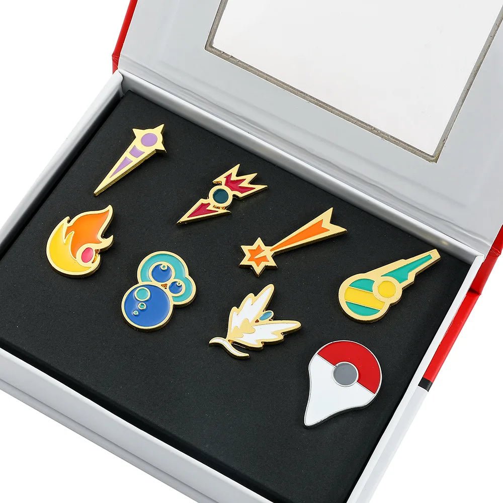 Anime Pokemon Badges Kanto Johto Hoenn Sinnoh Unova Kalos League Region Orange Islands Pins Brooches Box Set Pocket Monster - Kenner House Emporium