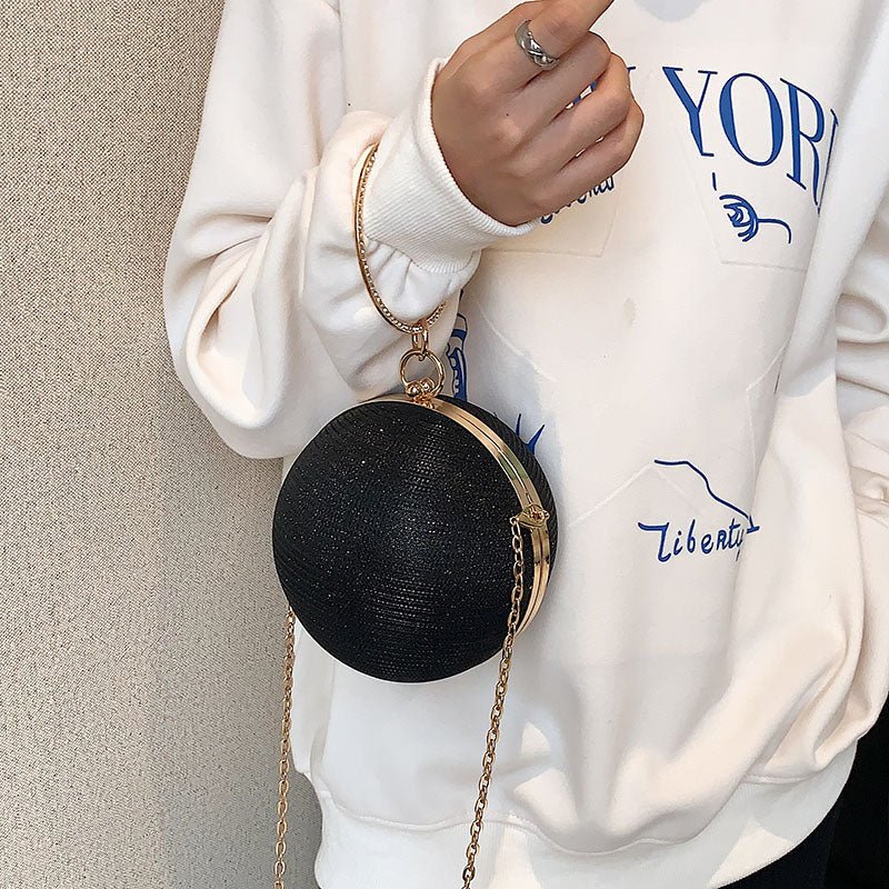 Light Luxury Spherical Bag Fashionable Versatile Round Ball Handbag, Shiny Evening Clutch, Women'S Classic Party Tote for Carnival Music Festival - Kenner House Emporium