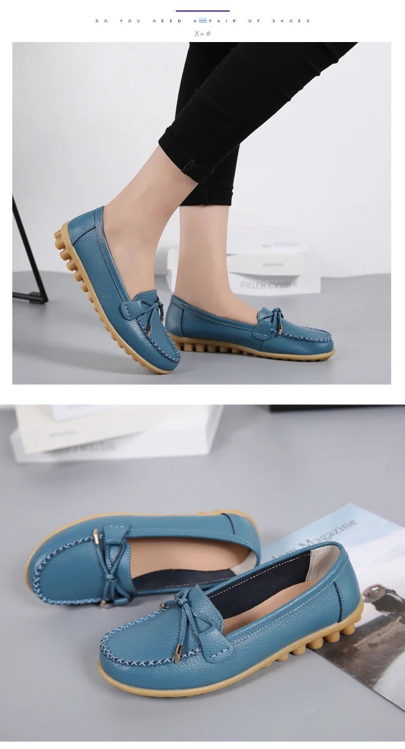 New Woman Flats Shoes Ballet Flat Sneakers Genuine Leather Spring Soft Moccasins Ladies Boat Ballerina Espadrilles Creepers - Kenner House Emporium
