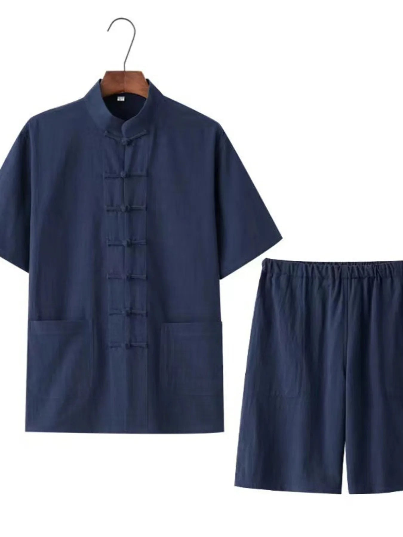 Men's Plus Size Chinese Style Top and Shorts Set - Kenner House Emporium