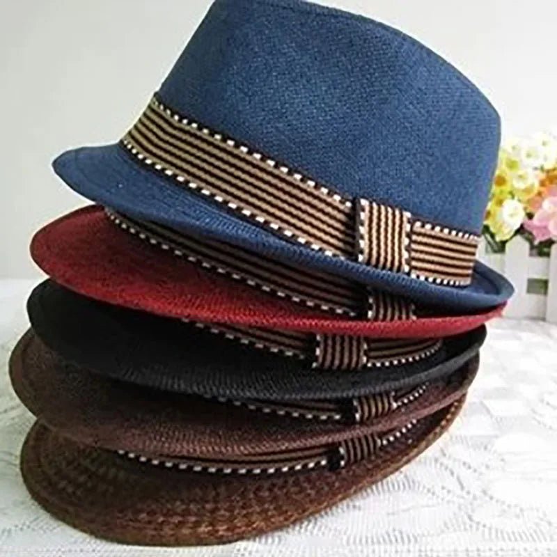 Kids Hat Gentleman Children Jazz Cap Spring Summer Wide Brim Boys Sun Beach Hats - Kenner House Emporium