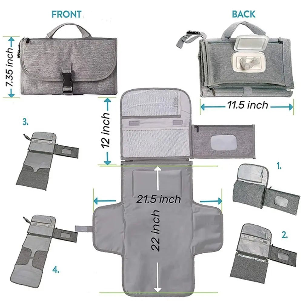 Portable Diaper Changing Pad Portable Baby Changing Pad with Pockets Waterproof Travel Diaper Changing Station Kit Baby Gifts - Kenner House Emporium