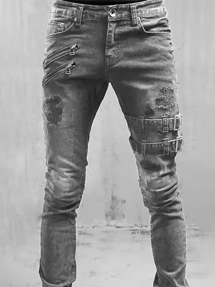 2024 Plus Size Straight Jeans Man Pants Spring Summer Boyfriend Jeans Streetwear Skinny Zips 3 Colors Cacual Long Denim Trousers - Kenner House Emporium