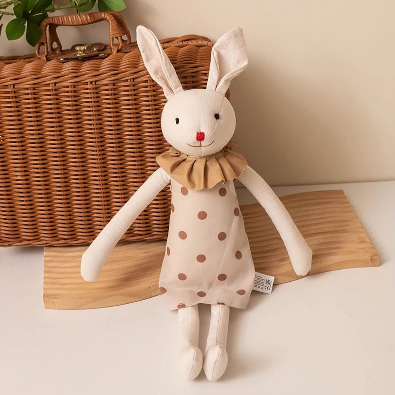 Stuffed Bunny Cloth Dress Toys Smoothing Toy for Infant Cuddling sleep doll for Girls Handmade Diversity Brown Rabbit Plushie - Kenner House Emporium