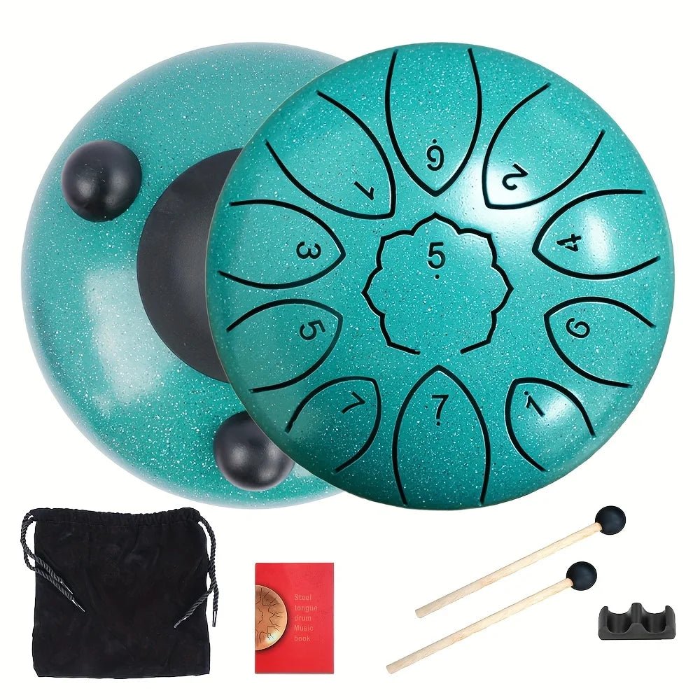 Colourful Steel Tongue Drum Outdoors Rain Drum Instrument 6 inch Hand Drum Ethereal Drum Sticks Percussion Drum Accessories - Kenner House Emporium