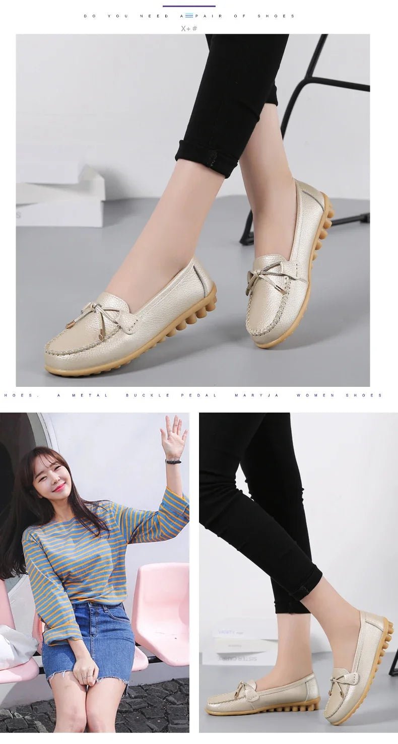 New Woman Flats Shoes Ballet Flat Sneakers Genuine Leather Spring Soft Moccasins Ladies Boat Ballerina Espadrilles Creepers - Kenner House Emporium